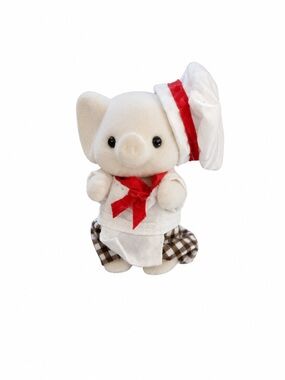 Plush Elephant Sailor Toy in White and Red for Small Pets